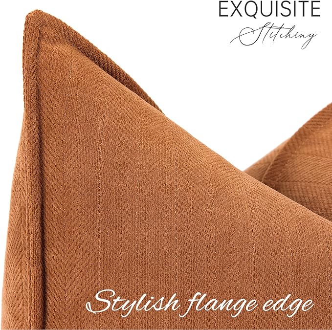 ZWJD Orange 12x20 Pillow Covers Set of 2 Chenille Throw Pillow Covers - Image 2