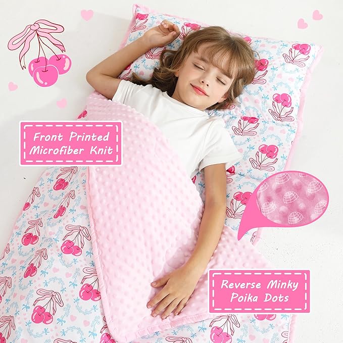 Toddler Nap Mat with Pillow and Blanket, Extra Large Rolled Napping Mats - Image 2