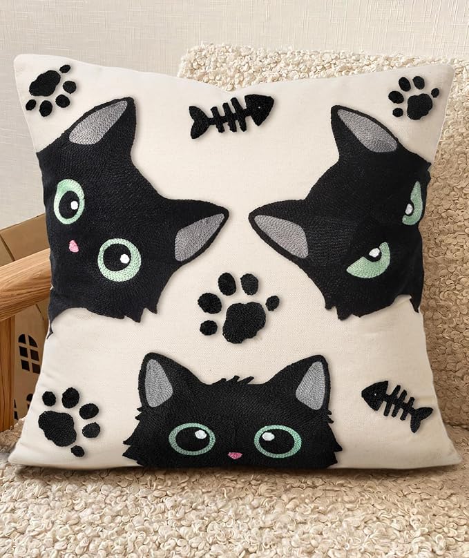 Embroidered Throw Pillow Covers 18x18 Inch by Kokaaee