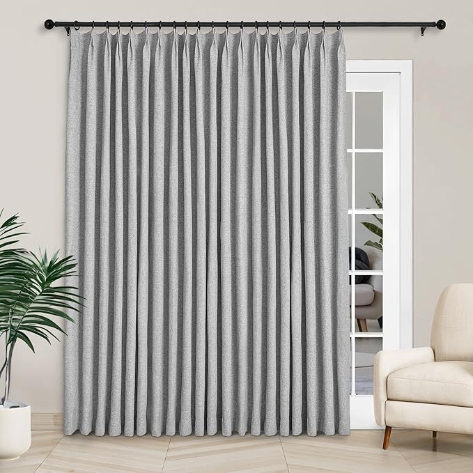Macochico Extra Wide 100% Blackout Linen Curtains by Macochico