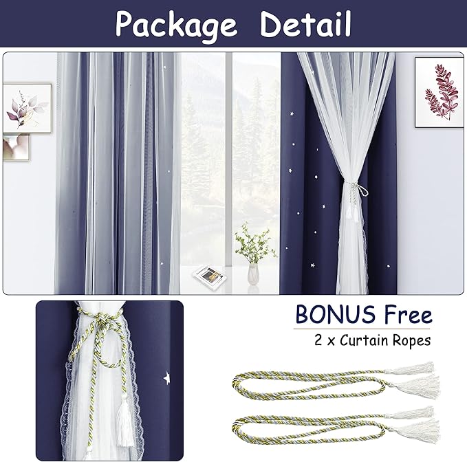 Kinryb Kids Star Cutout Blackout Curtains - Image 7