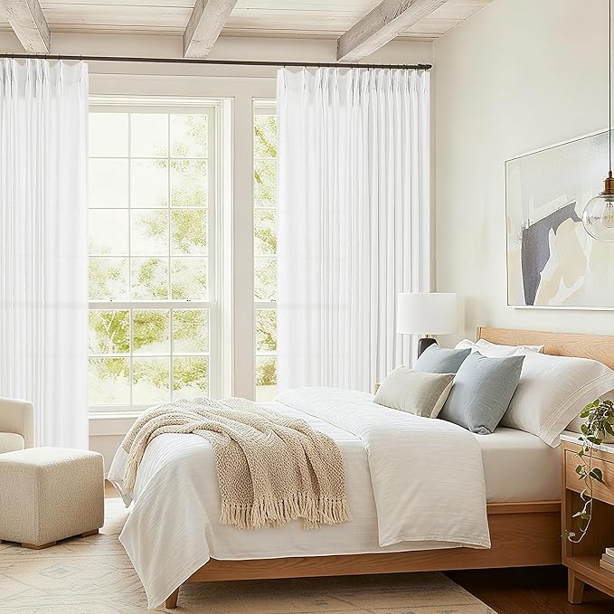 Ivory White Patio Sliding Door Curtains 100 Width 102 Inches Long Pinch Pleated - Image 7
