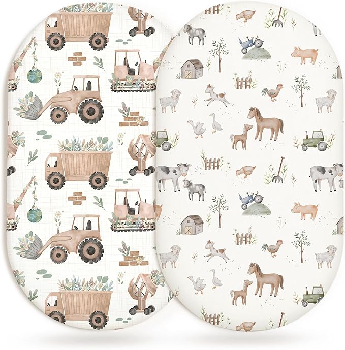 Bassinet Sheets for Baby Girls Boys 2 Pack, Fitted Baby Mattress Sheet for by Home