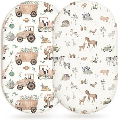 Bassinet Sheets for Baby Girls Boys 2 Pack, Fitted Baby Mattress Sheet for by Home