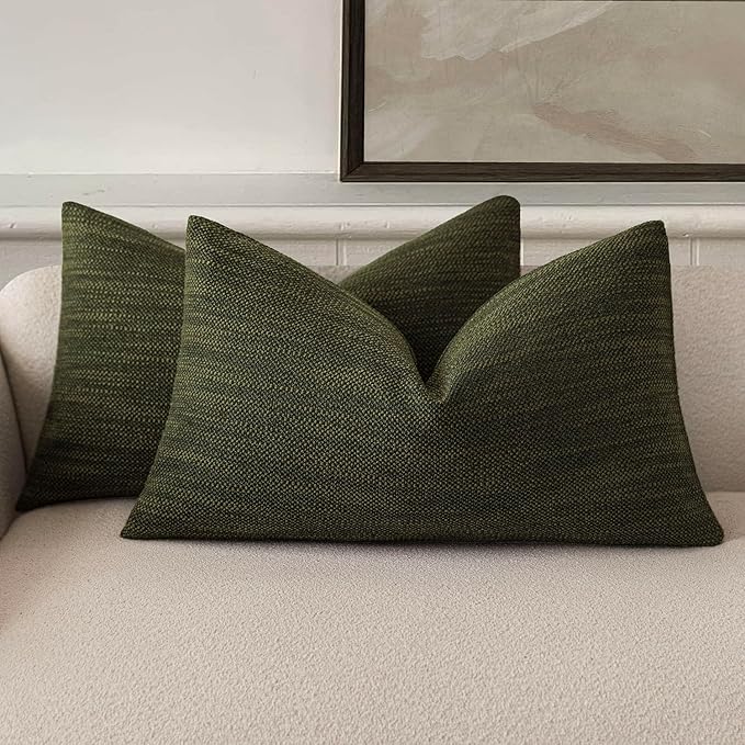 Foindtower Set of 2 Decorative Textured Burlap Linen Throw Pillow Covers by Foindtower