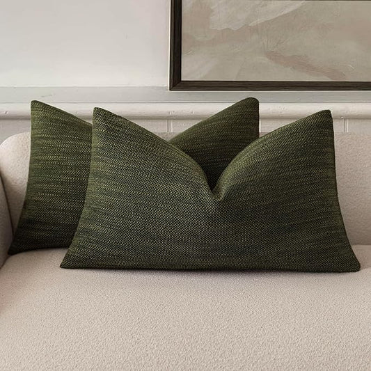 Foindtower Set of 2 Decorative Textured Burlap Linen Throw Pillow Covers by Foindtower