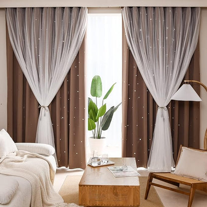 Kinryb Kids Blackout Curtains for Bedroom/Living Room/Classroom, Sheer Overlay by Kinryb