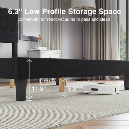 novilla queen bed frame, queen size bed frame showing dimensions
