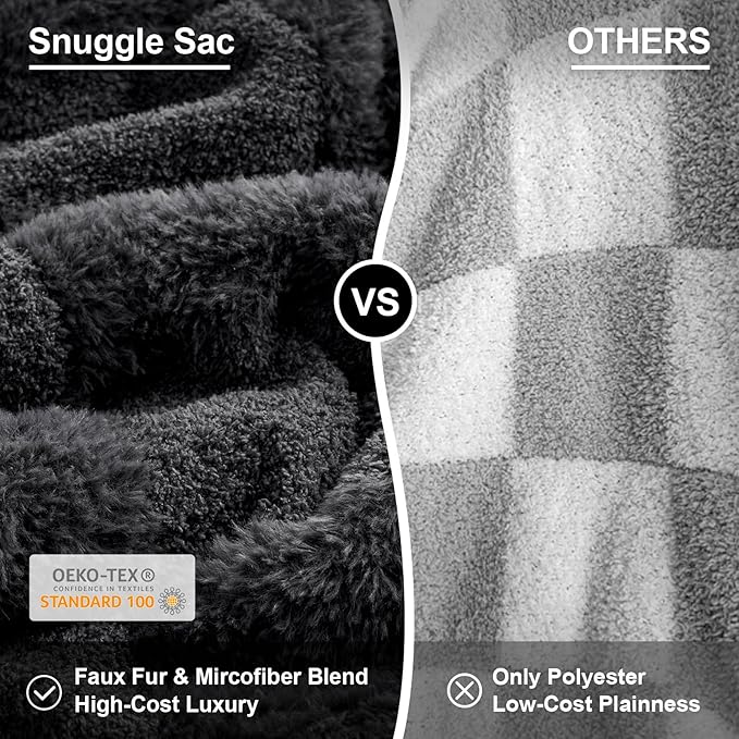 Snuggle Sac Faux Fur Checkered Blanket Twin Size - Image 2