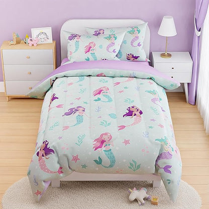 SANDJEST Mermaid Comforter Set Twin Size 68x86in by SANDJEST
