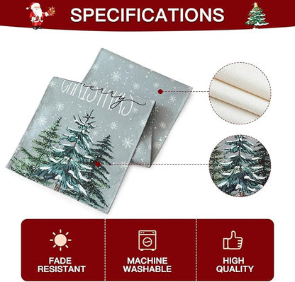 OTOSTAR Christmas Tree Snowflakes Merry Christmas Table Runner, Xmas Seasonal - Image 6