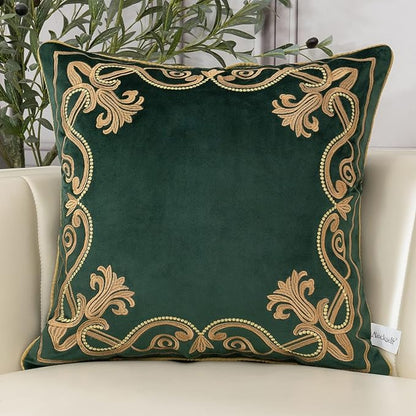 Aeckself European Luxury Velvet Throw Pillow Cover 16 x 16 Inch, Embroidery by AECKSELF
