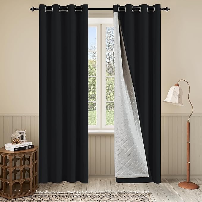 3 Layers Black Curtains Thermal Soundproof Curtains by OYRING