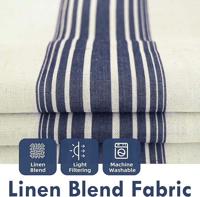 DriftAway Farmhouse Vertical Striped Linen Blend Textured Light Filtering Semi - Image 2