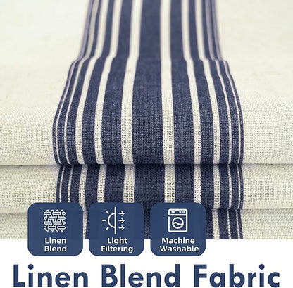 DriftAway Farmhouse Vertical Striped Linen Blend Textured Light Filtering Semi - Image 2