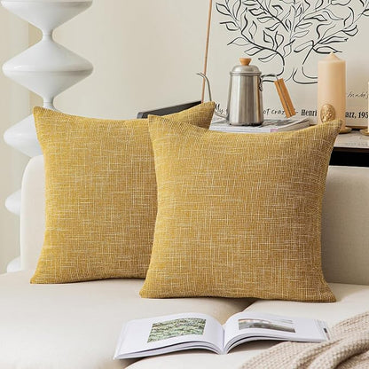 Kevin Textile Faux Linen Square 2 Tone Woven Throw Pillow Sham Cushion Case by KevinTextile