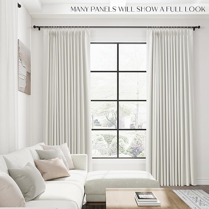 Ivory 100% Blackout Pinch Pleated Linen Curtains 96 Inches Long - Image 7