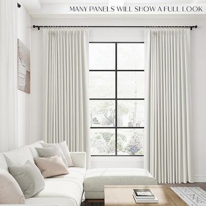 Ivory 100% Blackout Pinch Pleated Linen Curtains 96 Inches Long - Image 7