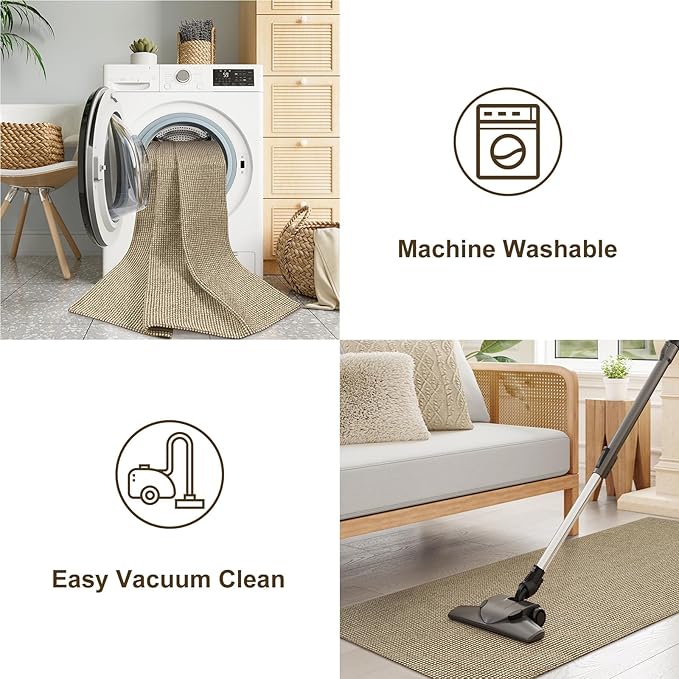 Uphome Kitchen Runner Rug, Low Pile Woven Cotton Modern Carpet Runners - Image 5