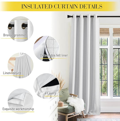NICETOWN Living Room Noise Reducing Natural Faux Linen Curtains, Privacy - Image 6
