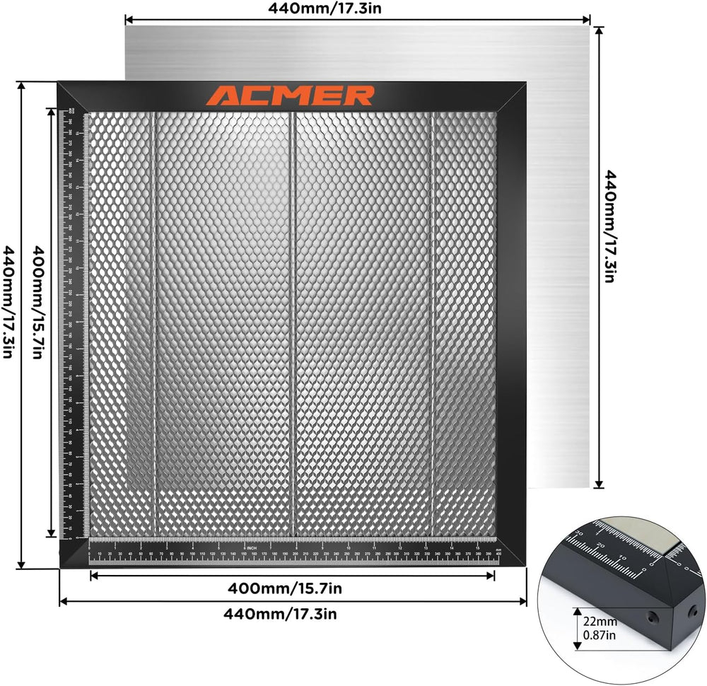 ACMER Honeycomb Laser Bed, 440 x 440mm Cutting Table with Aluminum Panel