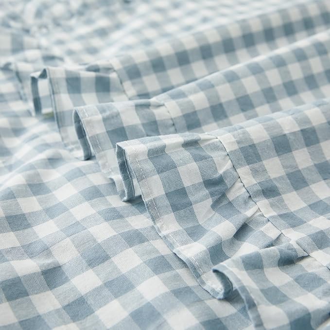 KKJIAF 2 Pcs Plaid Ruffle Pillow Case Standard Size, Cotton Gingham Ruffled - Image 6