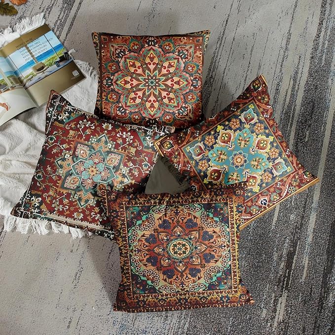 Sanwarm Throw Pillow Covers Home Decor Set of 4 Tribal Eastern Geometric - Image 2