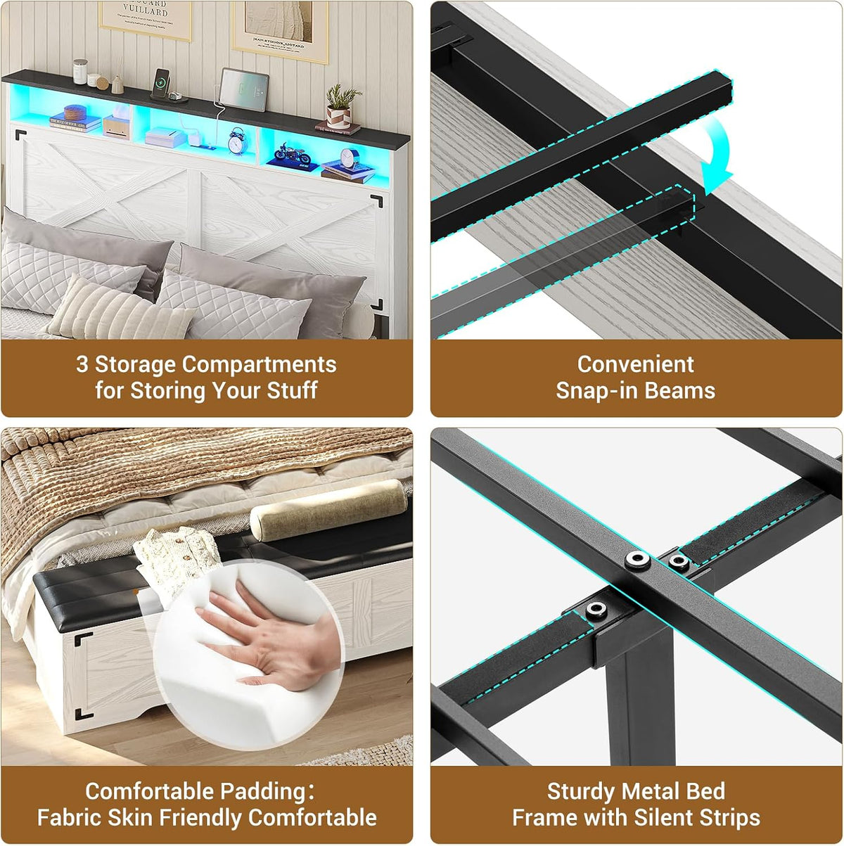 hasuit queen size bed frame with storage ottoman, package contents