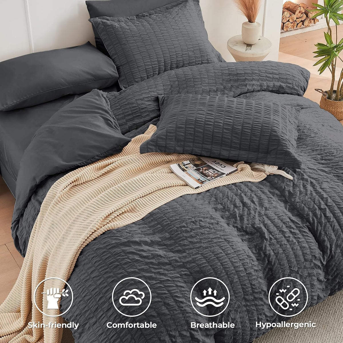 king comforter set - 7pcs bed in a, close-up detail