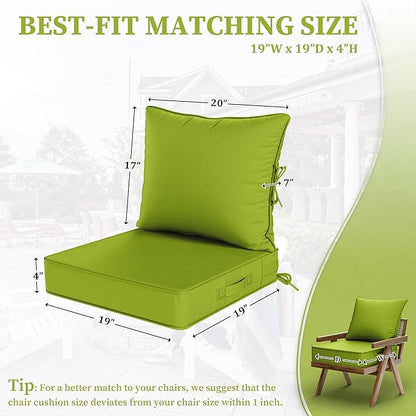 Outdoor Seat Cushion Set 19 L × 19 W × 4 H Inch Waterproof & Fade Resistant - Image 2
