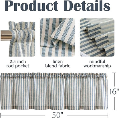 jinchan Valance Curtain Linen Textured Striped Window Curtain - Image 7