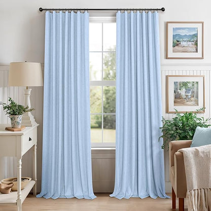 Pitalk Light Blue Curtains for Bedroom 63 Inch Length 2 Panels Linen Blackout - Image 9