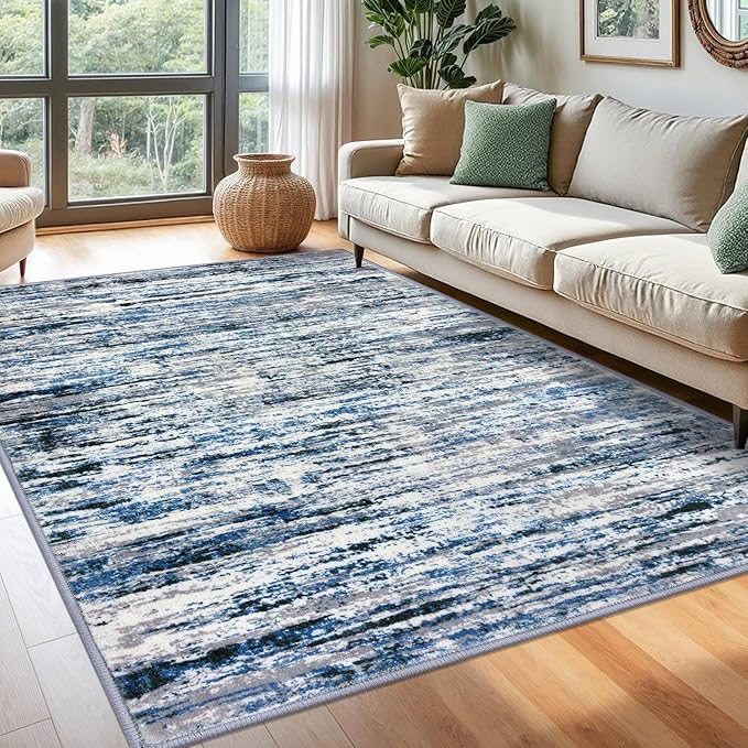 Modern Abstract 6x9 Machine Washable Living Room Rug Non-Slip Soft Bedroom Area by lansny