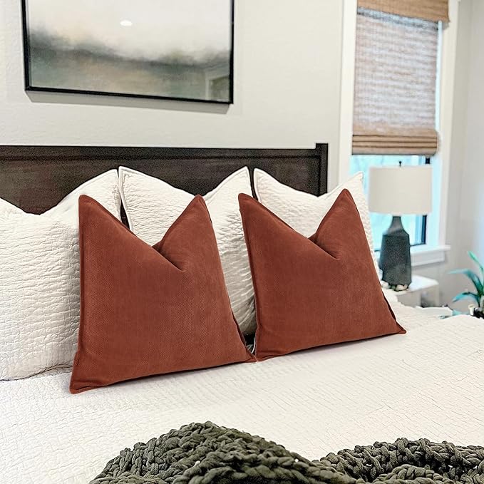 ZWJD Rust Throw Pillow Covers 12x20 Set of 2 Chenille Fall Pillow Covers - Image 8
