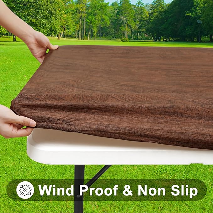 Smiry Rectangle Picnic Tablecloth, Waterproof Elastic Fitted Table Covers - Image 2