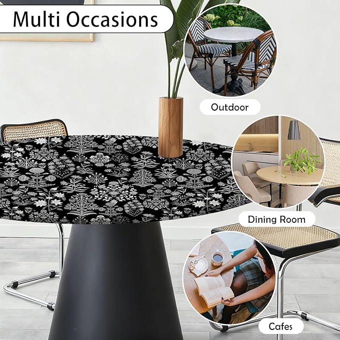 Black Fitted Round Tablecloth - Image 4