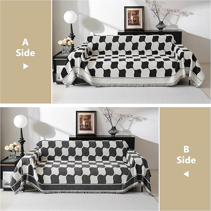 MEETSKY Oversized Sofa Cover Black Couch Cover - Image 4