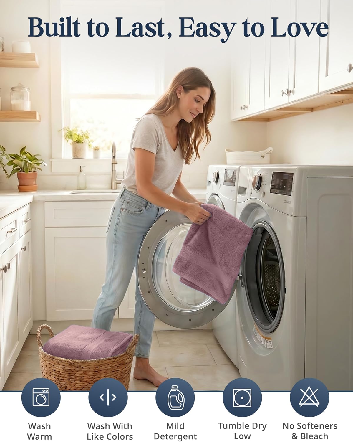lane linen large bath towel set absorbent quick, front angle view