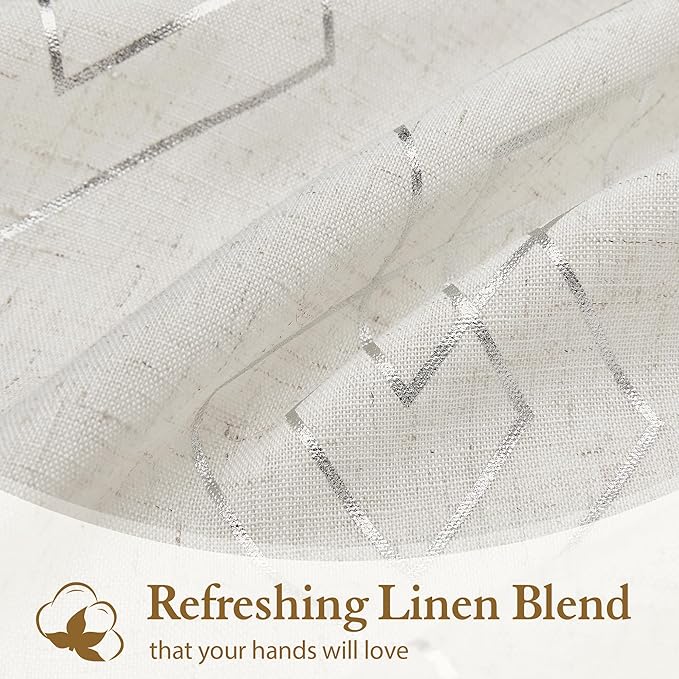 Linen Curtains for Bedroom, Moroccan Beige Light Filtering Curtain 2 Panels - Image 6