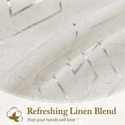 Linen Curtains for Bedroom, Moroccan Beige Light Filtering Curtain 2 Panels - Image 6