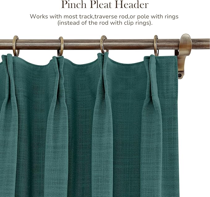 TWOPAGES 100 W x 102 L inch Pinch Pleated Curtain Room Darkening Linen Drapery - Image 4