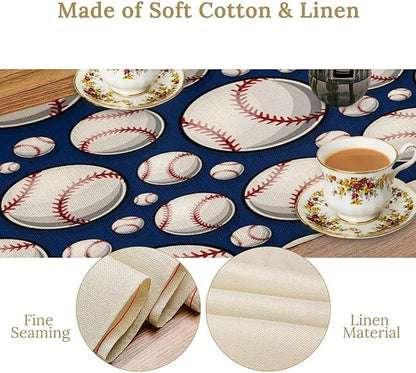 Baseball Sport Table Runner Vintage Softball Ball Game Days Seasonal Dinner - Image 5