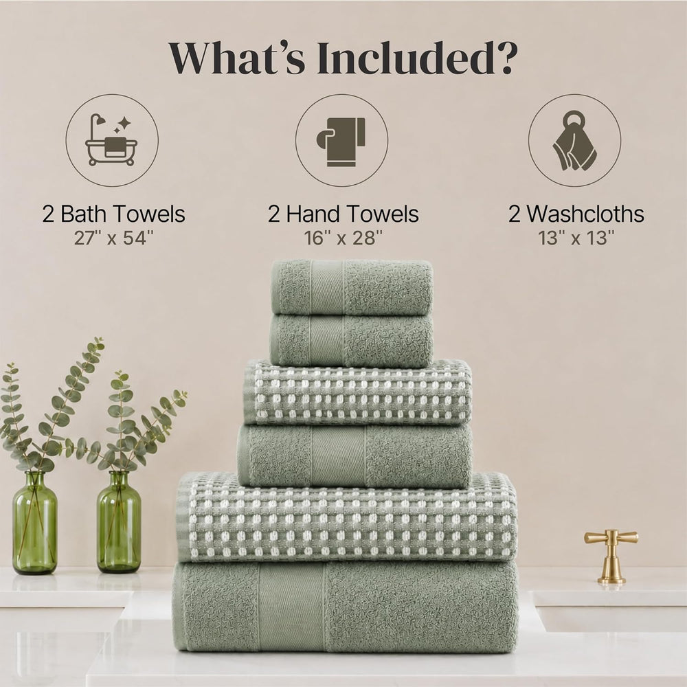 Modern Threads 6 Piece Bath Towel Set – Bathroom Towel Set with 2 Bath Towels...