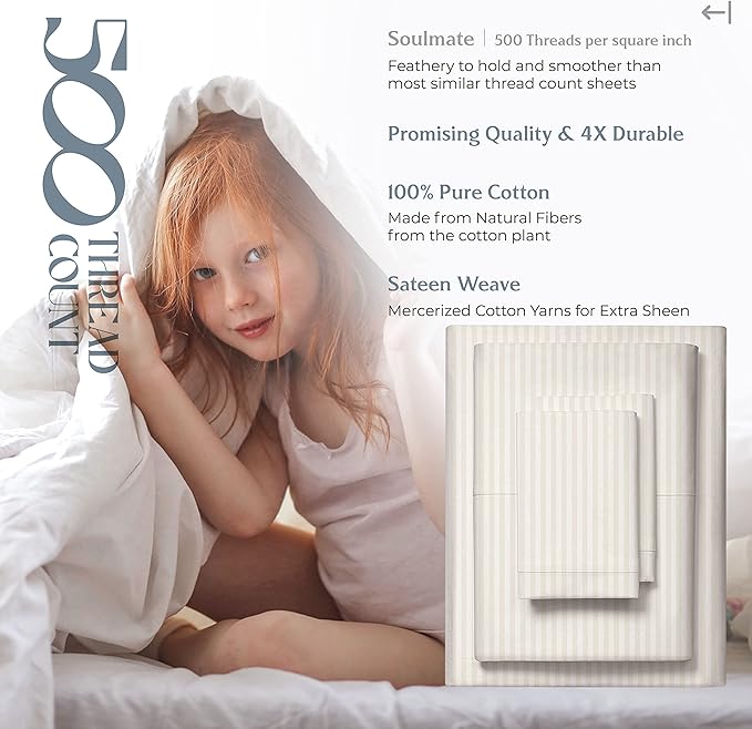 Mayfair Linen 100% Cotton Striped Sheets Twin Size Bed Set - Image 6
