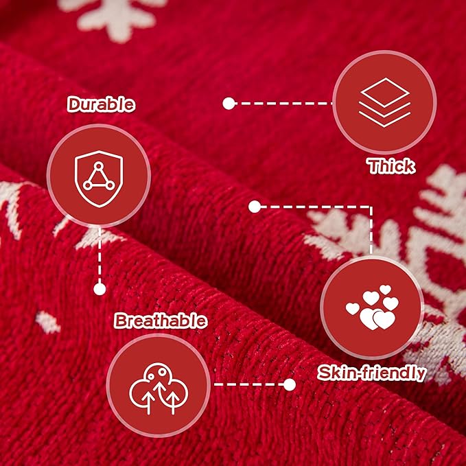 MEETSKY Christmas Couch Cover for Sectional Sofa, Chenille Red Sofa Covers - Image 3