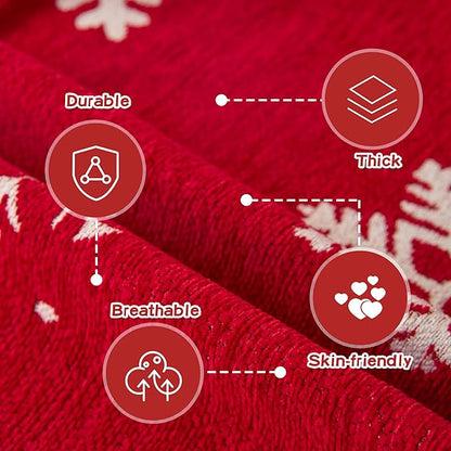 MEETSKY Christmas Couch Cover for Sectional Sofa, Chenille Red Sofa Covers - Image 3