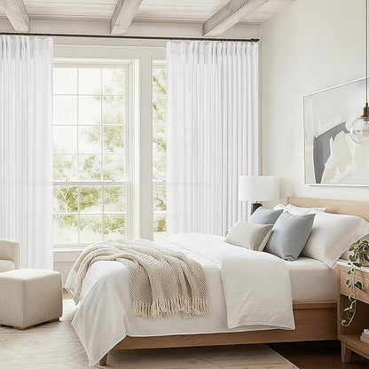 Extra Wide Pinch Pleat 100 x 84 Inch Linen Curtains - Image 9