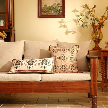 Brown Throw Pillow Covers Set of 1, Floral Farmhouse Linen Accent Pillows Cover - Image 7
