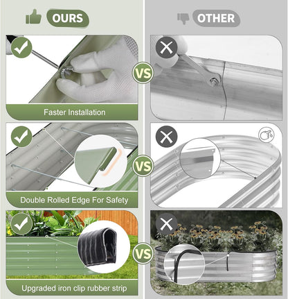 galvanized raised garden bed - 2 pcs 6x2x1.4ft, side view