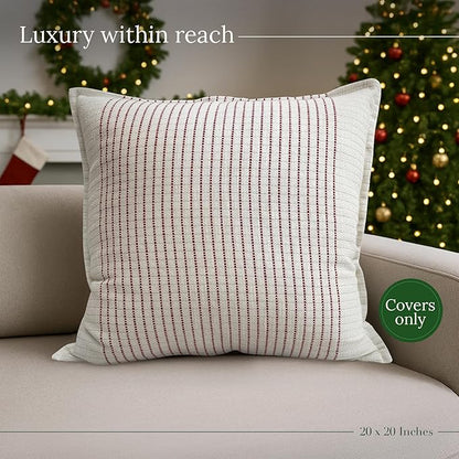 SanVia Fireside Premium Cotton Throw Pillow Covers, 20 x 20 Inches, Luxury - Image 5